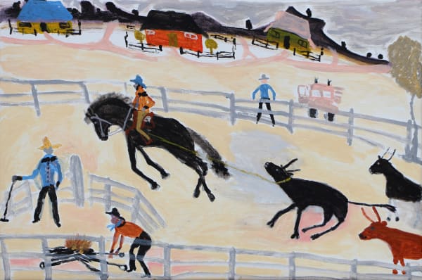 Jimmy Pompey Cowboy Story acrylic on canvas 51 x 76 cm