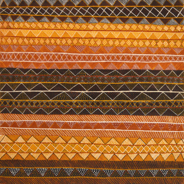 Jacinta Lorenzo Kayimwagakimi Jilamara natural ochres on linen 120 x 120 cm