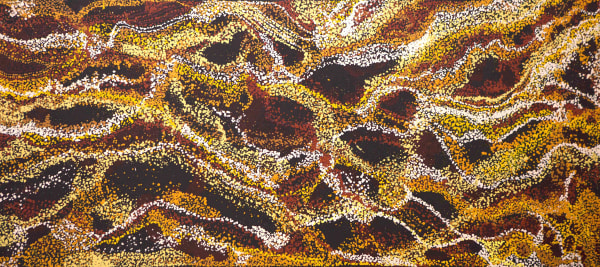 Langaliki Lewis Storm Cloud Story, 2018 acrylic on linen 68 x 158 cm