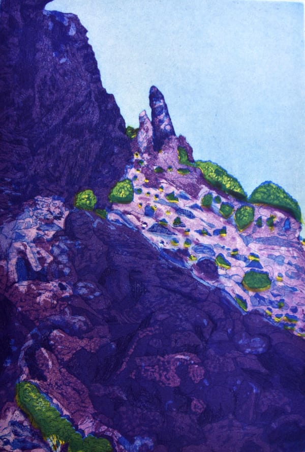 Dellina Inkamala Rutjipma (Mt Sonder) , NT, 2020 limited edition etching; ink on paper 24 x 39 cm