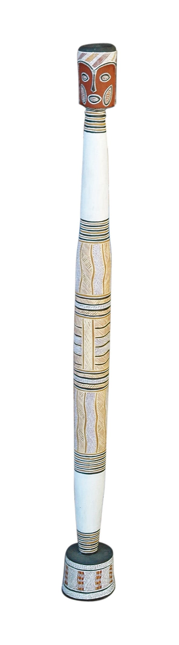 Baluka Maymuru Wapitja natural earth pigment on wood 125 x 10 cm