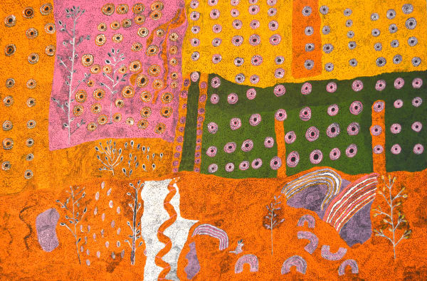 Ginger Wikilyiri Tjukula tjukurpa acrylic on canvas 151 x 100 cm