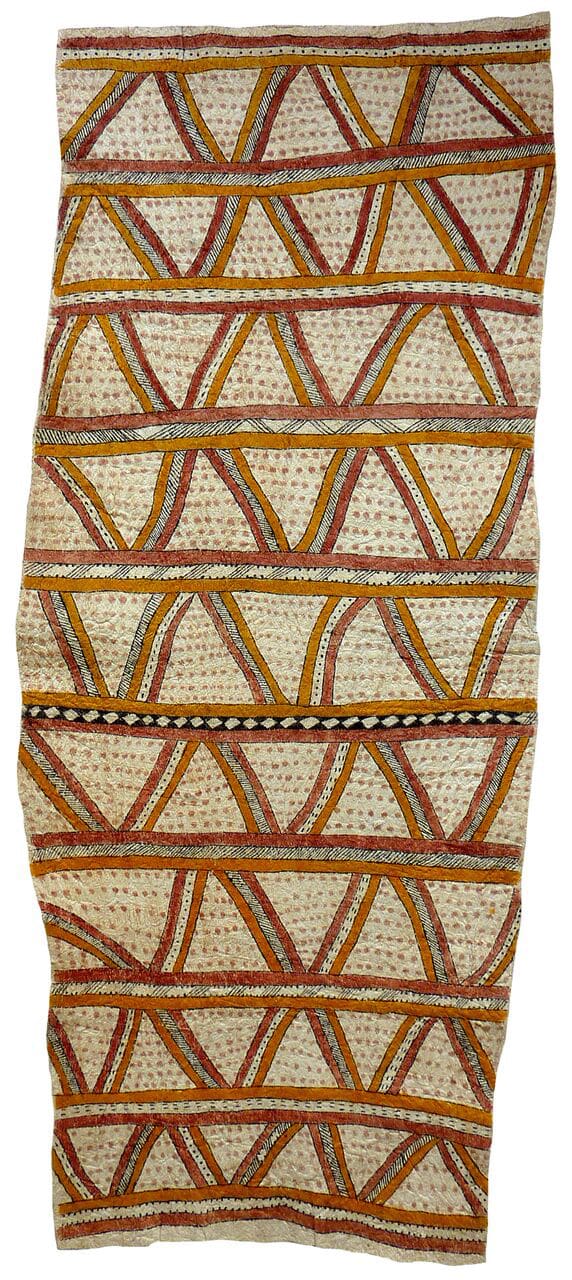 Celestine Warina Dahoru'e (siha'e, udane une, sabu'ahe ohu'o cobbure jo'o si'o si'o ve'e natural pigments on nioge (barkcloth) 142 x 59 cm