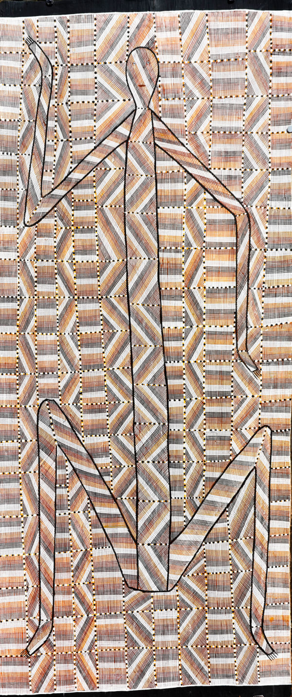 Apphia Wurrkidj Buluwana at Dilebang, 2019 Earth pigments on Stringybark 136 x 56.5 cm