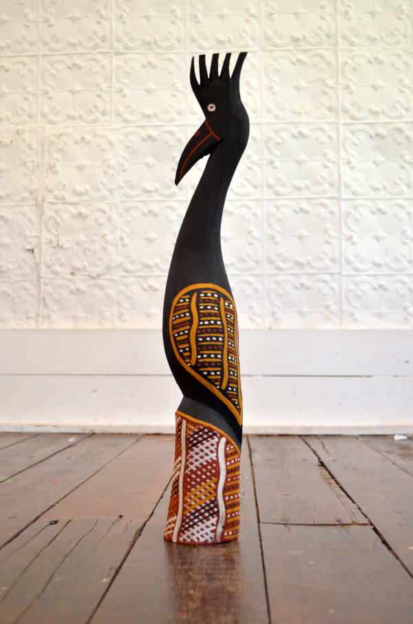 Patrick Freddy Puruntatameri Black Cockatoo (Ngaringa) carving with natural earth pigment 55 x 8 x 8 cm