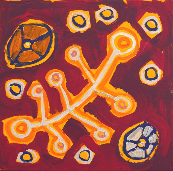 Saraeva Napangardi Marshall, Mina Mina Jukurrpa (Mina Mina Dreaming), 2024