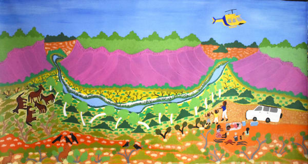 Betty Conway Ilari Spring, Tempe Downs, 2019 Acrylic on linen 75.5 x 150