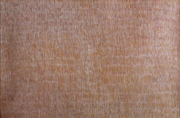 Alison Puruntatameri Winga (Tidal Movement / Waves), 2025 ochre on linen 120 x 180 cm