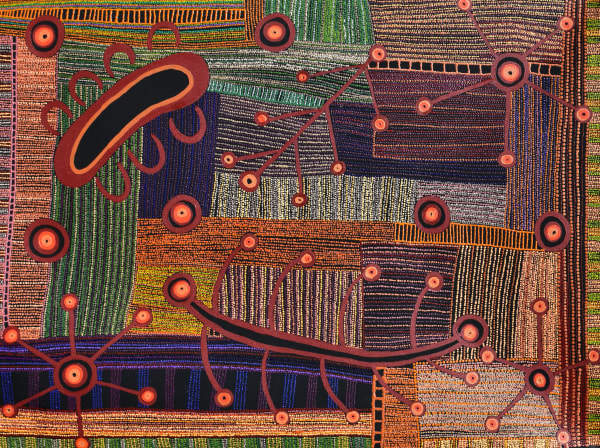 Anyupa Nelson Kungkarangkalpa (Seven Sisters Story), 2022 acrylic on canvas 122 x 91 cm