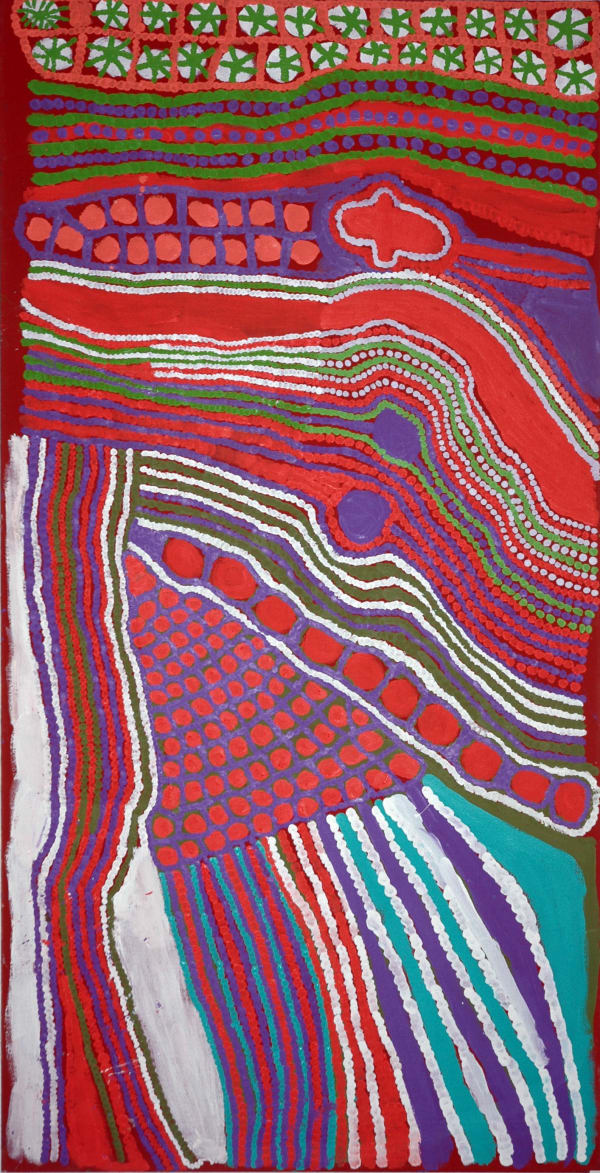 Weaver Jack Lungarung acrylic on linen 76 x 150 cm