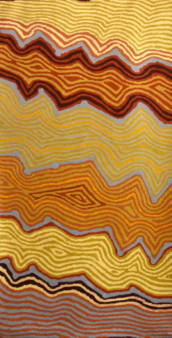 Helicopter Tjungurrayi Wangkartu, 2022 acrylic on canvas 150 x 75 cm