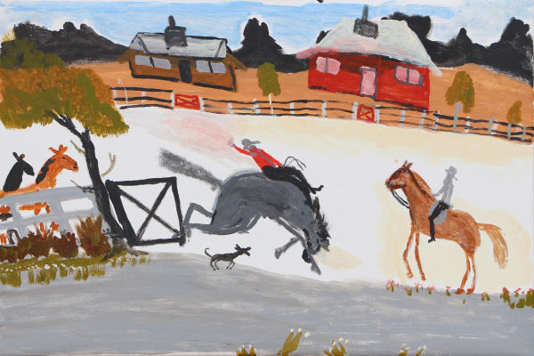 Jimmy Pompey Cowboy Story acrylic on canvas 51 x 76 cm