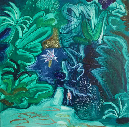 Becky Blair Garden of the Erstwhile oil on canvas (tray framed, no glass) 40 x 40 cm