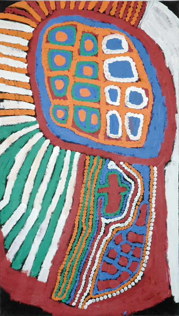 Weaver Jack Lungarung acrylic on linen 106.5 x 60 cm