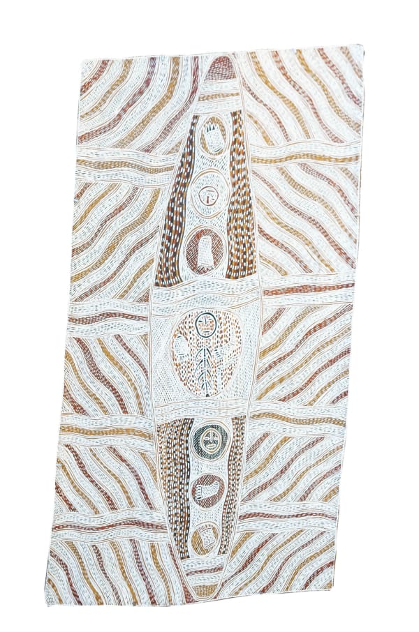 Galuma Maymuru Yinapunapu at Djarrakpi natural earth pigment on bark 56 x 104 cm