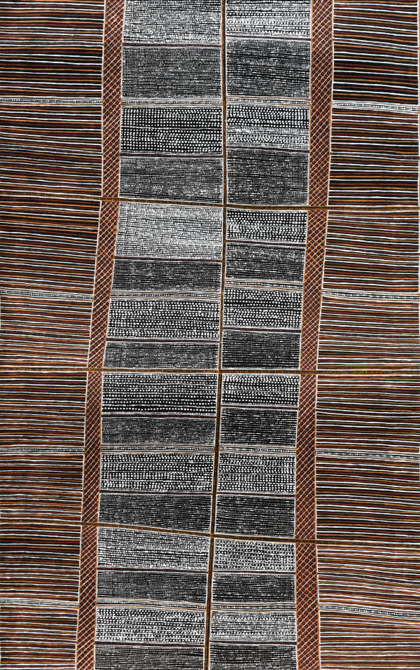 Francesca Puruntatameri Pupuni Jilamara, 2022 ochre on canvas 100 x 160 cm