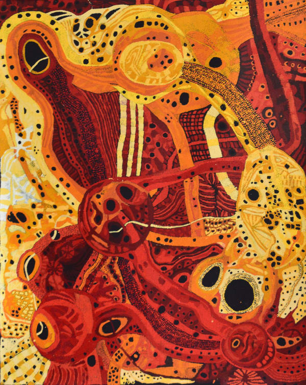 Pauline Minmila Wangin Kapi Tjukula (Water Hole), 2022 acrylic on linen 152 x 122 cm