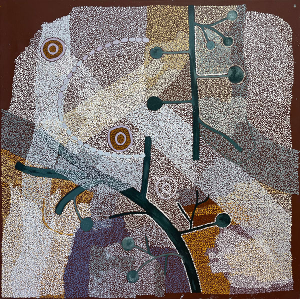 Tanya Umatji Tjapalyi Ngayuku Nyuntjunku Tjukurpa (My Mother’s story), 2022 acrylic on linen 101 x 101 cm