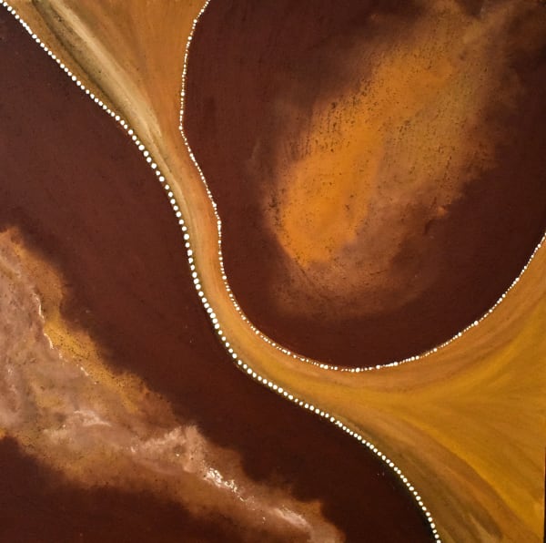 Mark Nodea Fish Hole, 2020 ochre and PVA fixative on canvas 80 x 80 cm
