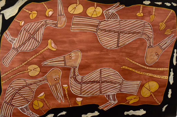 Joe Guymala Kulabbarl (Billabong), 2021 acrylic on arches paper 154 x 102 cm