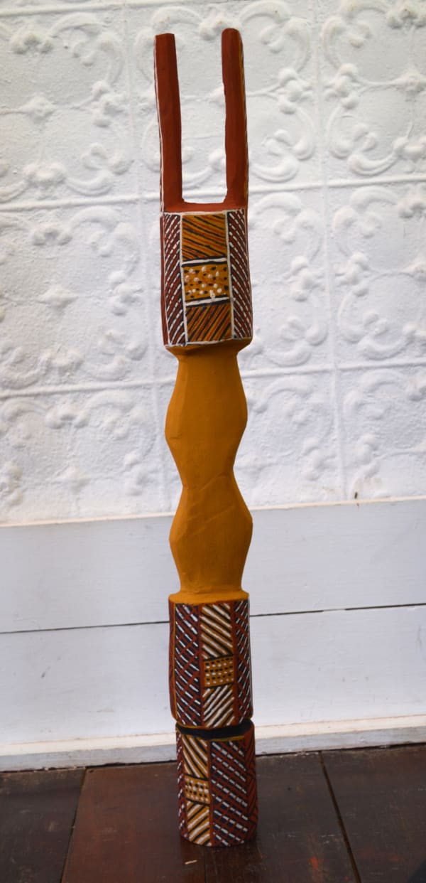 Pius Tipungwuti Tutini (Pukumani Pole) carving on wood with natural earth pigment 74 x 9 x 9 cm