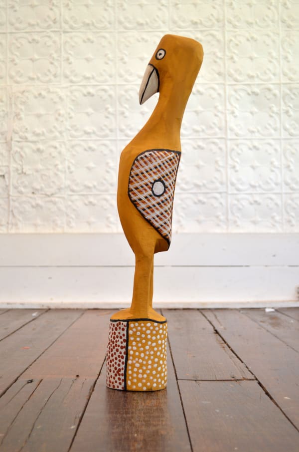 Kenny Brown Bird Carving carving on wood with natural earth pigment 55 x 9 x 9 cm