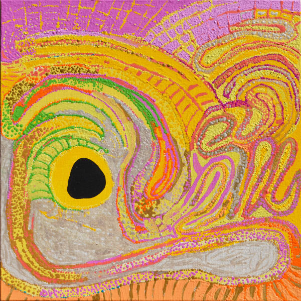 Daniel Walbidi Daiyku 2018 acrylic on linen 60 x 60 cm