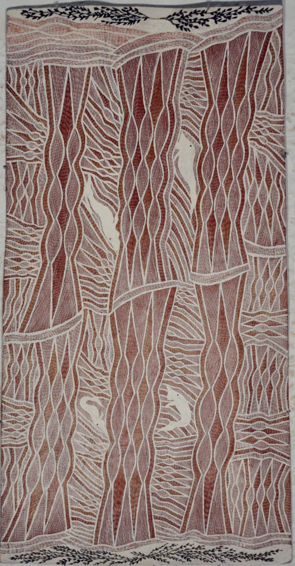 Napuwarri Marawili Yathikpa natural earth pigment on bark 71 x 148 cm