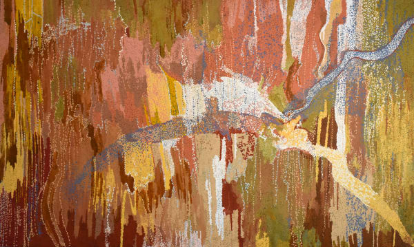 Rachael Mipantjiti Lionel Dust Storm, 2019 Acrylic on linen 121 x 199 cm