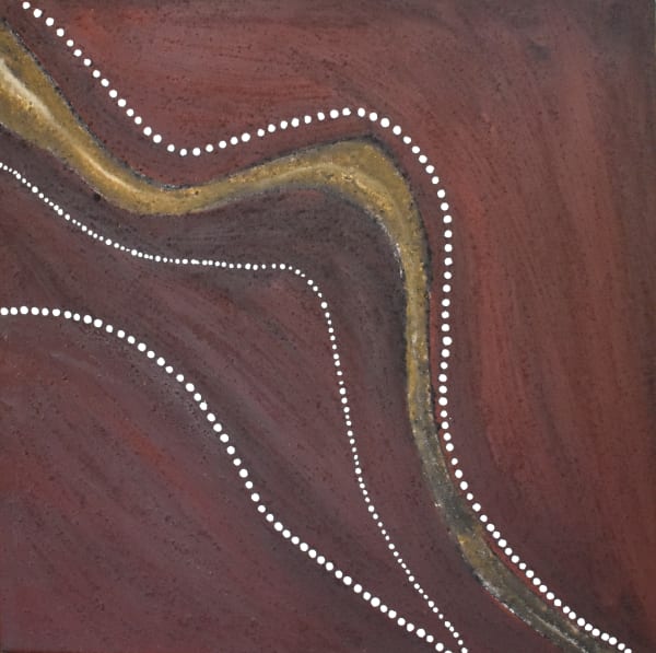 Mark Nodea Horse Creek, 2020 ochre and PVA fixative on canvas 60 x 60 cm