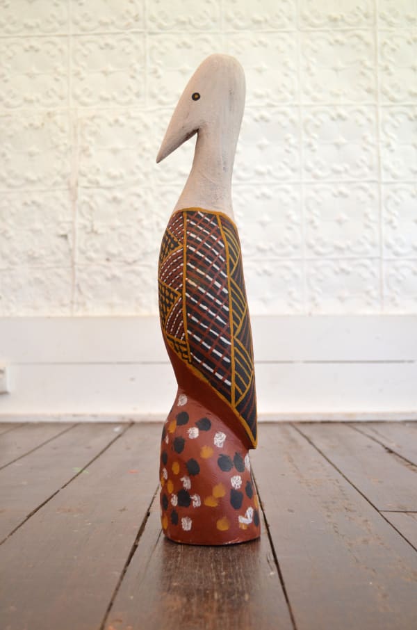 Pius Tipungwuti Bird Carving carving on wood with natural earth pigment 50 x 11 x 11 cm