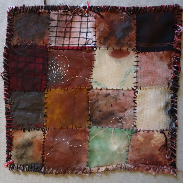 Stephen Eastaugh MUDMAPS 1 (Over the hill then way-out) Broome acrylic, thread, linen 45 x 45 cm