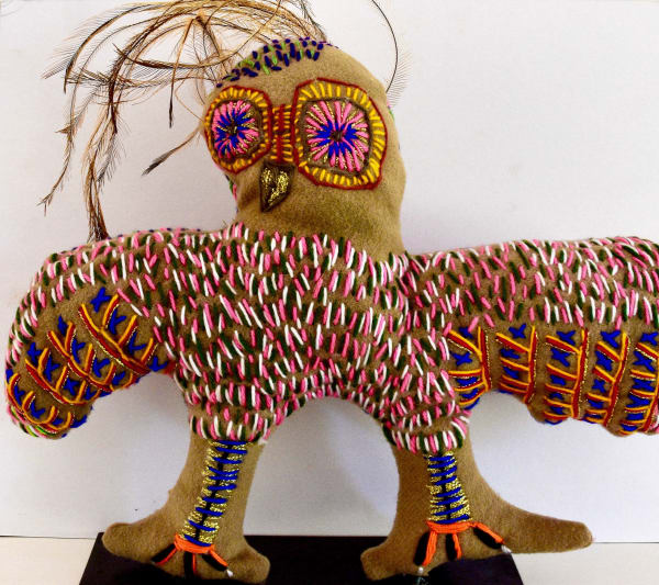 Rhonda Sharpe Owl, 2022 soft sculpture, mixed media 48 x 37 x 10 cm