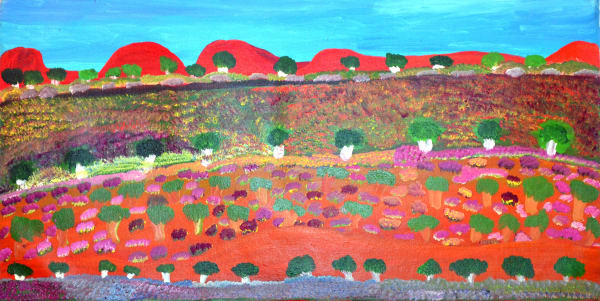 Daisy Andrews Lump Lumpu acrylic on canvas 60 x 120 cm