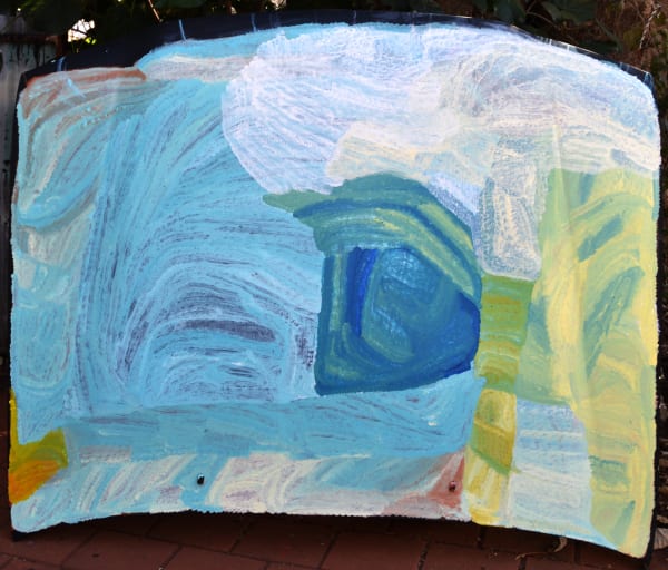 Lydia Balbal Keeping up with the Balbals , 2023 acrylic paint on car bonnet 143 x 144 cm