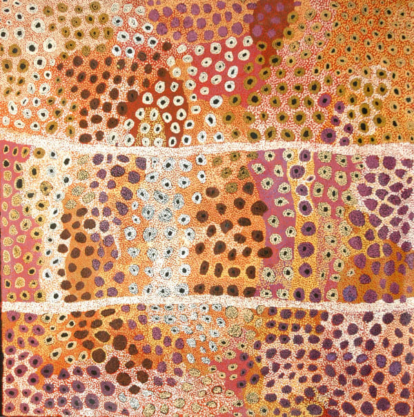 Tjampawa Katie Kawiny Kapi Tjukulu - Rock Hole acrylic on linen 197 x 198 cm