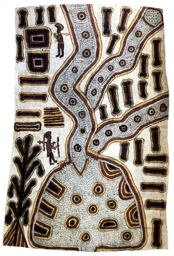 Ilma Ugiobari (Ajikum'e) Spirit-cannibal natural pigments on nioge (barkcloth) 117 x 79 cm