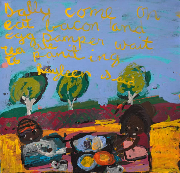 Sally M Mulda Waiting to go to painting, 2024 acrylic on linen 41 x 41 cm