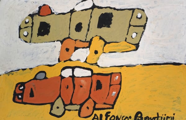 Alfonso Puautjimi Green & Red Car, 2024 pigment on paper 38 x 57 cm