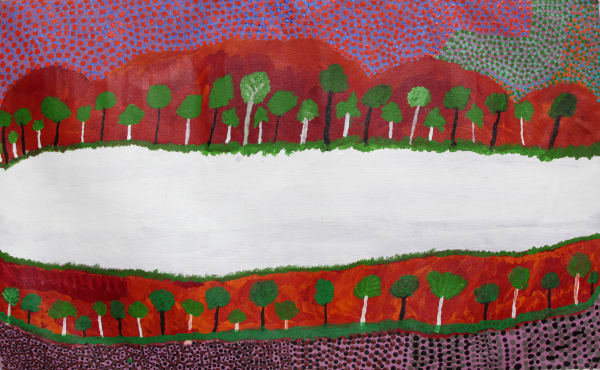 Billy Atkins (Yunkurra) Untitled acrylic on linen 76 x 122 cm