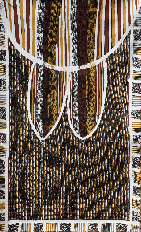 Susan Wanji Wanji Pulati, 2021 ochre on linen 100 x 160 cm