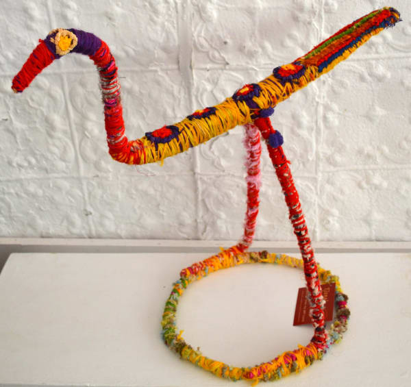 Margaret Dodd Large Bird raffia and minarri (greybeard) grass and wool 58 x 40 x 26 cm