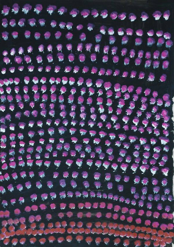 Rosie (Tarku) Tarco King All The Flowers atelier artist acrylic on 250gsm velin arches 53 x 75 cm