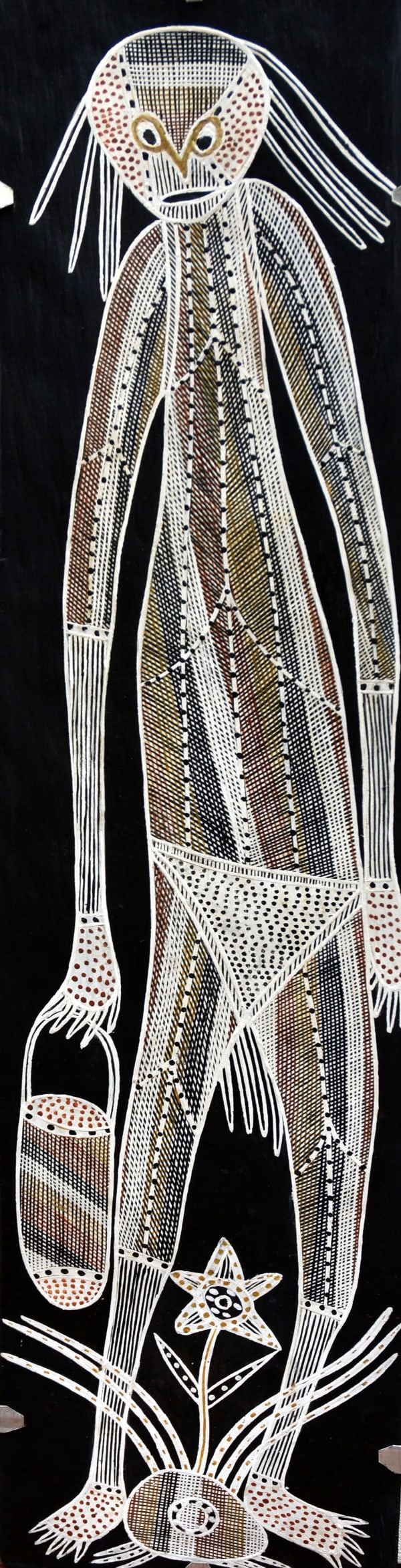 Ivan Namirrkki Mimih Spirit, 2024 pigment on bark 102 x 21 cm