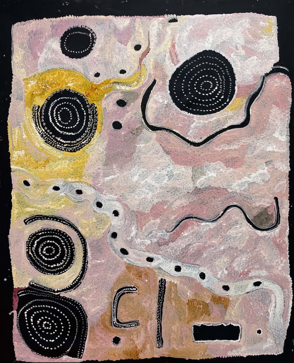 Betty Campbell Minymaku Inma (Women's Song), 2023 acrylic on linen - Stretched and framed 152 x 122 cm