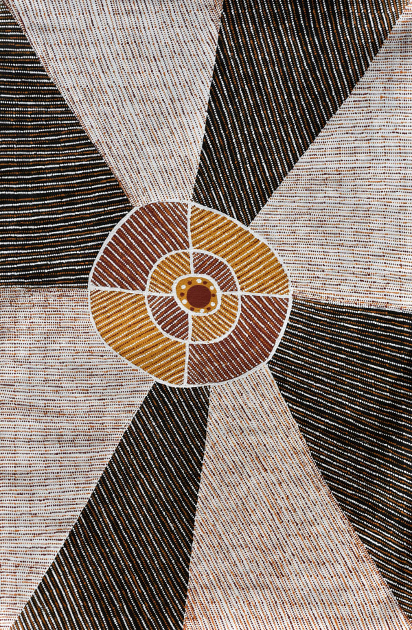 Susan Wanji Wanji Kulama Design, 2022 ochre on canvas 120 x 178 cm