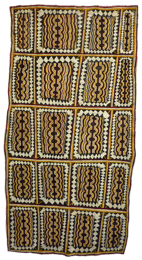 Lila Warrimou (Misaso) Hartu'e, mahuva'oje'o sabu deje natural pigments on nioge (barkcloth) 155 x 80 cm
