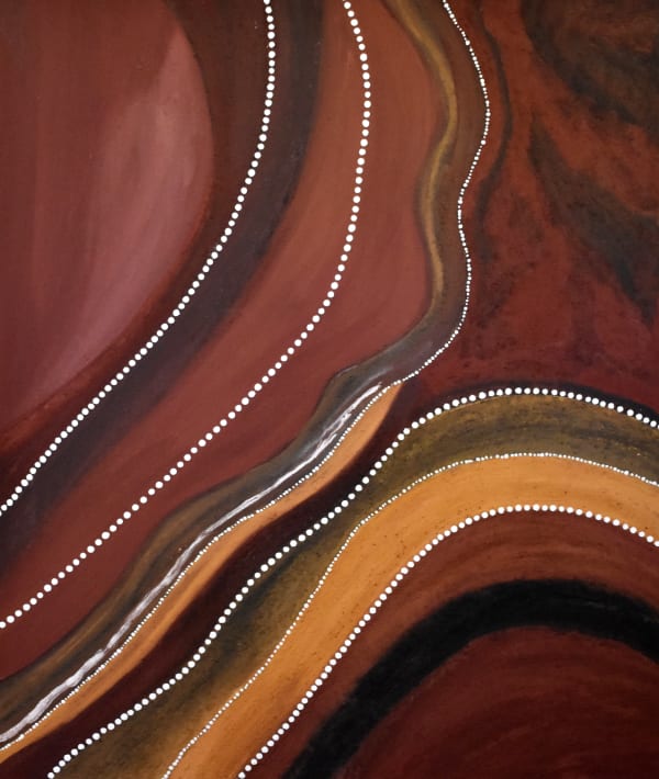 Mark Nodea Untitled, 2020 ochre, charcoal and PVA fixative on canvas 100 x 120 cm