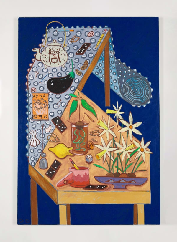 Dickon Drury, Blue Room with Bubblewrap and Narcissi , 2023