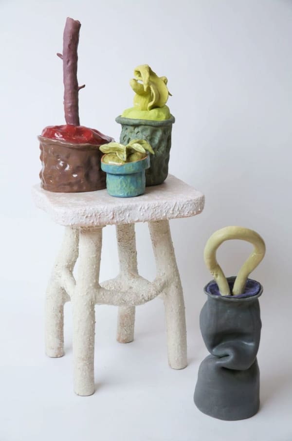 Woody De Othello Doing Well, 2017 Ceramic, underglaze, glaze, paint and epoxy resin 43 x 19 x 15 inches